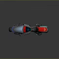 Futuristic Blue and Red Motorcycle with Sleek Design and Transparent Glowing Wheels