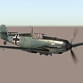Vintage Green Fighter Plane With Spinning Propeller And Military Insignia In Flight 3d model