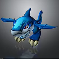 Blue Shark Fantasy Character With Wing Like Fins Red Eyes And Yellow Claws