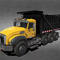 Yellow Heavy Duty Dump Truck With Black Bed And Large Wheels