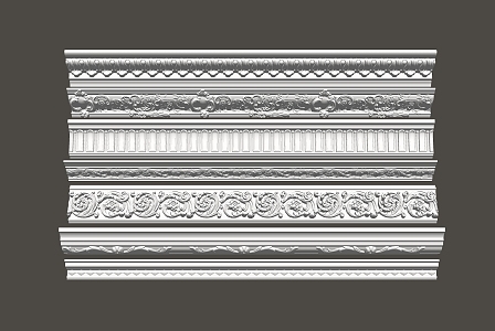 European plaster line gypsum carved line 3d model