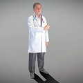 A Man Wearing White Doctor Coat With Stethoscope Standing Against Gray Background