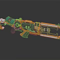 Futuristic 3D Weapon Model With Yellow White And Blue Accents Detailed Design