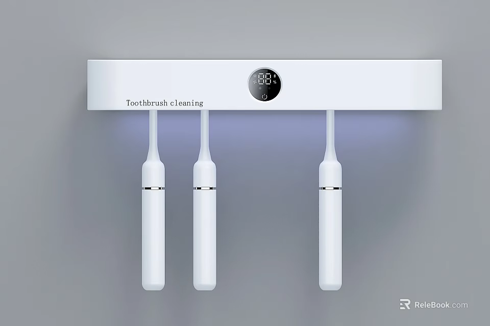 Toothbrush Cleaning Disinfector For Daily Use With Digital Display And Three Brushes 3d model 