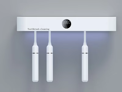 Toothbrush Cleaning Disinfector For Daily Use With Digital Display And Three Brushes 3d model