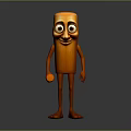 Orange Cartoon Character With Large Eyes Smiling Face Arms Legs Feet Holding Small Object