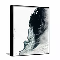 Modern Abstract Painting With Black White Flowing Ink And Textured Design