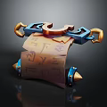 Ancient Decorative Scroll With Blue Gold Metal Frame And Symbolic Inscriptions