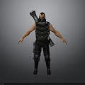 3D Tactical Soldier Character Model With Black Vest And Back Weapon
