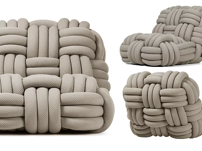 Gray Knitted Bean Bag Chair With Multiple Styles And Comfortable Design 3d model