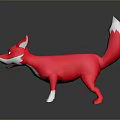 Cartoon Red Fox 3D Model Game Movie Character With White Paws And Tail Tip