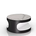 Modern Round Coffee Table With Marble Top And Black Stylish Base Design 3d model