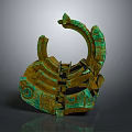 Colorful Cartoon Scene With Green Gold Ornate Patterns And Intricate Decorative Details