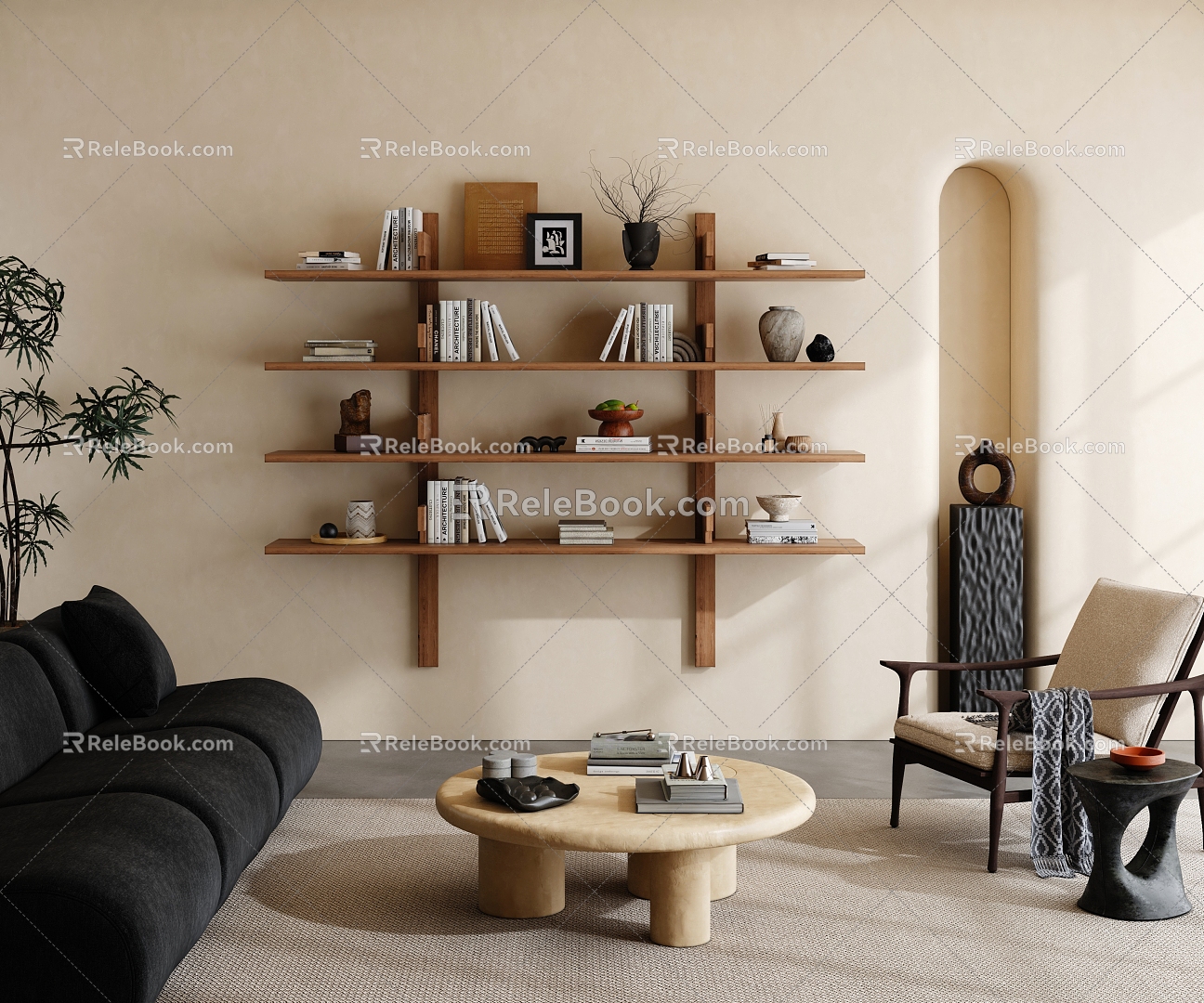 Silent Wind Bookshelf Wall-mounted Display Rack 3d model