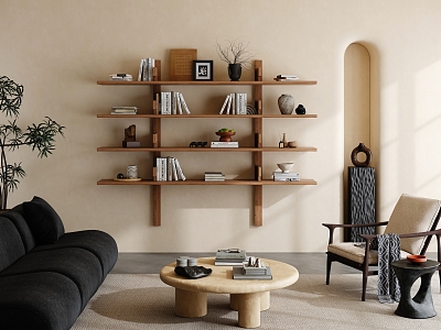 Silent Wind Bookshelf Wall-mounted Display Rack 3d model