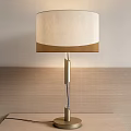 Modern Table Lamp with Beige Gold Shade Brass Clear Glass Base for Bedroom Nightstand