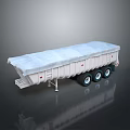 Six Wheel Dump Semi Trailer With Tarpaulin Cover And White Body Dumping Design