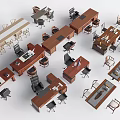 Different Styles Of Office Desks With Wooden Tops And Black Chairs