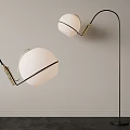 Modern Elegant Floor Lamp with Curved Black Metal Stand and White Globe Lampshade