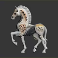 Artistic Intricate Handcrafted Horse Sculpture With Hollow Patterns And Colorful Details