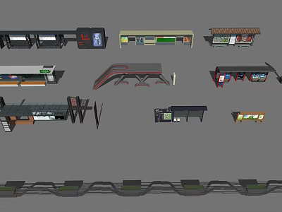 Modern Platform Bus Station 3d model