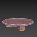 Round Brown Wooden Coffee Table With Wave Shaped Base And Smooth Surface 3d model