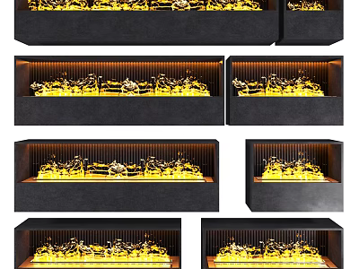 Modern Fireplace Designs With Various Styles And Realistic Flame Effects 3d model