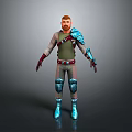 Men's Costume Clothing With Green Top Red Gloves Blue Armor Belt And Boots