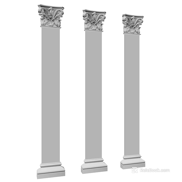 Classical Roman Columns With Intricate Carved Capitals And Architectural Decorative Elements 3d model 