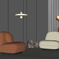 Leisure Chair Lazy Sofa Single Sofa Floor Lamp Small Chandelier 3d model