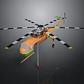 Orange Twin Rotor Helicopter Detailed Model Design With Rotor Blades And Landing Gear