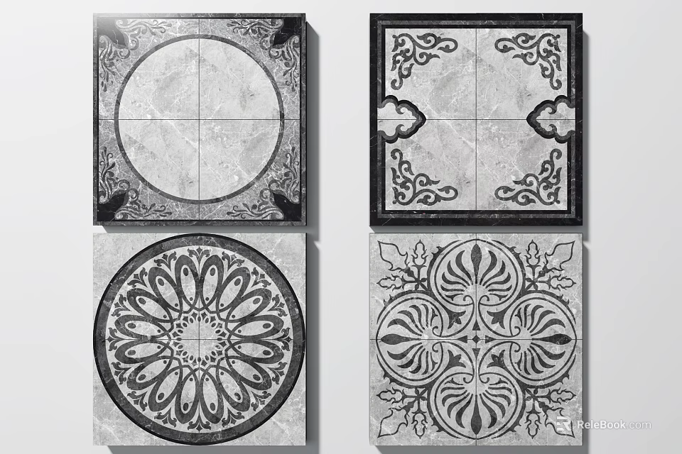 Decorative Floor Tiles With Various Intricate Patterns And Ornate Designs 3d model
