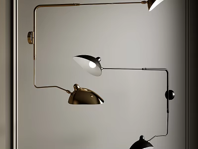 Modern Indoor Wall Lamps With Adjustable Metal Arms And Stylish Curved Shades Design 3d model