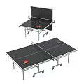 Portable Black Table Tennis Table With Wheels And Ping Pong Paddles