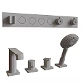 Modern Chrome Bathroom Faucet with Control Panel and Shower Components Design