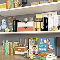 Decorative Ornament Set With Shelf Alphabet Decor Toys Storage Boxes And Paintings