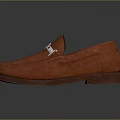 Classic Brown Leather Loafers With Silver Metal Buckle For Men’s Casual Fashion