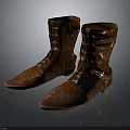 Vintage Brown Leather Boots With Metal Buckles And Lace Up Design