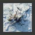Modern Garden Landscape 3D Model Featuring Snowy Mountain Scenery Design Elements