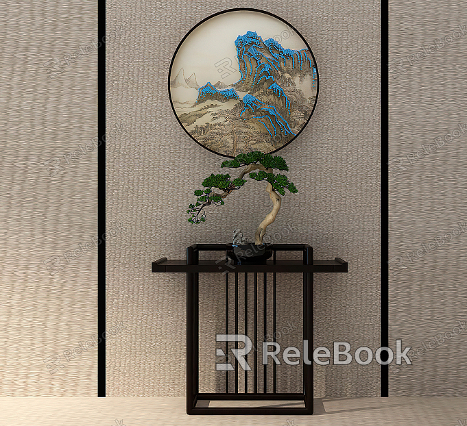 New Chinese Style End View Table Entrance Cabinet Set Table Bonsai model