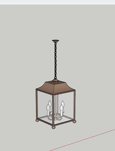 Vintage Glass Covered Chandelier With Chain Hanging And Candle Lights 3d model