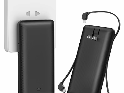 Portable Power Bank With Wall Charging Function And Charging Cable For Mobile Devices 3d model