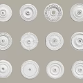 White Carved Ceiling Medallions With Various Intricate Designs And Patterns 3d model