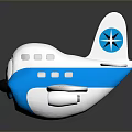 Cute White And Blue Toy Airplane With Smiling Face And Star Logo