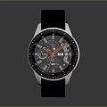 Modern Sport Watch Featuring Black Strap Silver Bezel Black Dial and Red Hands