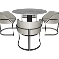 Elegant Modern Round Marble Table And Gray Chair Set With Metal Frame 3d model