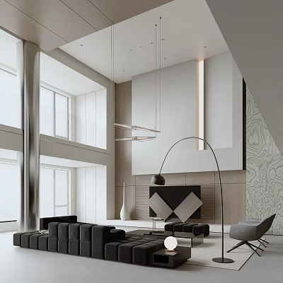 Modern Loft Living Room With Natural Light And Chic Furniture 3d model