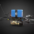 Multi rotor Drone With Blue Battery Black Components And Propellers