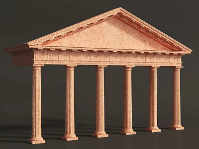 Architectural Components of Classical Design with Multiple Columns and Triangular Pediment 3d model