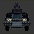 Futuristic Armored Vehicle With Top Mounted Weapon And Dark Exterior Design